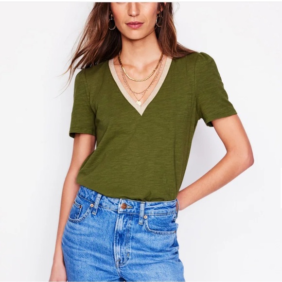 Tops - Boden Metallic Trim V Neck T-shirt